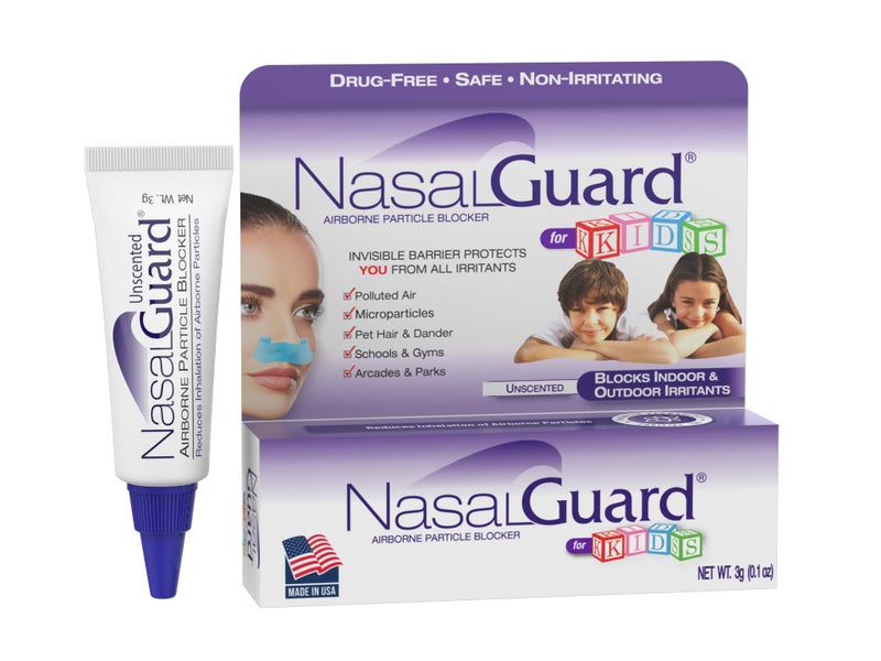 NasalGuard Allergy Relief & Allergen Blocker Nasal Gel for Kids - Dust, Pet Hair & Dander Blocker - Drug-Free, Safe for Kids, Non-irritating, Moisturizing (0.1 oz) Unscented